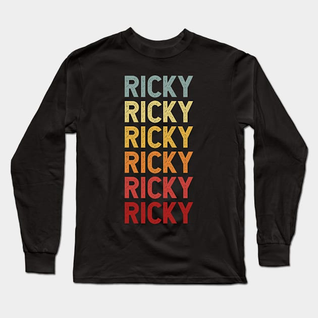 Ricky Name Vintage Retro Gift Named Ricky Long Sleeve T-Shirt by CoolDesignsDz